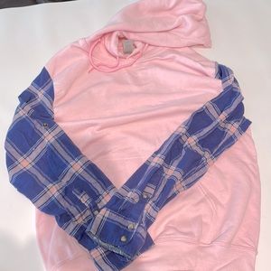 Cute flannel sleeve hoodie